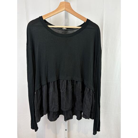 Wilfred Tops - Wilfred Black Layered Ruffle Hem Long Sleeve Top
